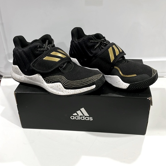 ADIDAS Deep Threat J Black,Gold,White Kids Basketball Sneaker Shoes  SIZE 3 1/2 - Picture 3 of 11